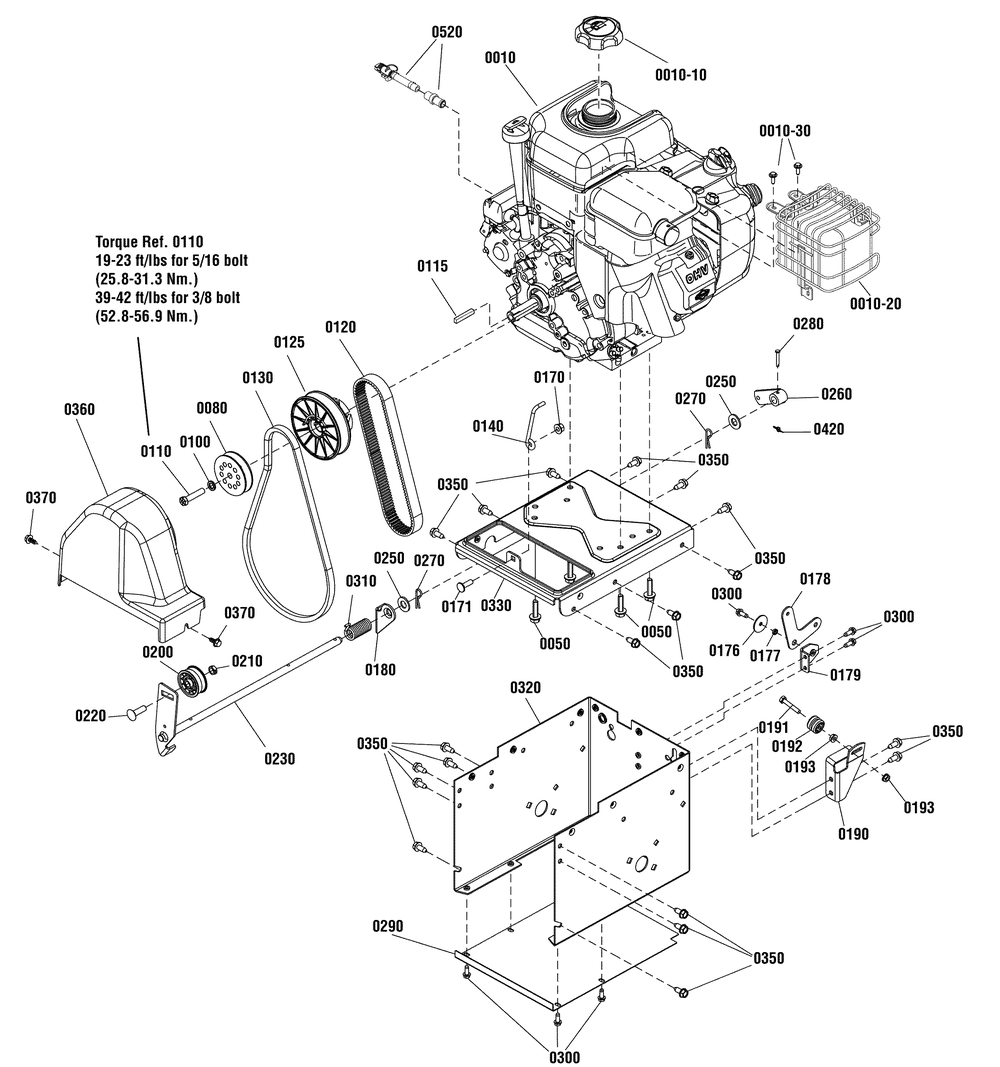Engine And Frame Group Diagram and Parts List for 1696256-00-BH1730SE  Briggs and Stratton Snow Blower